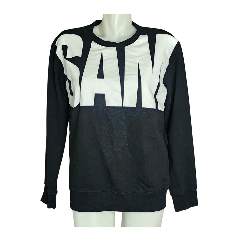 Sam Edelman Cotton Blend Sweatshirt Black White Graphic Cutout Back Small‎